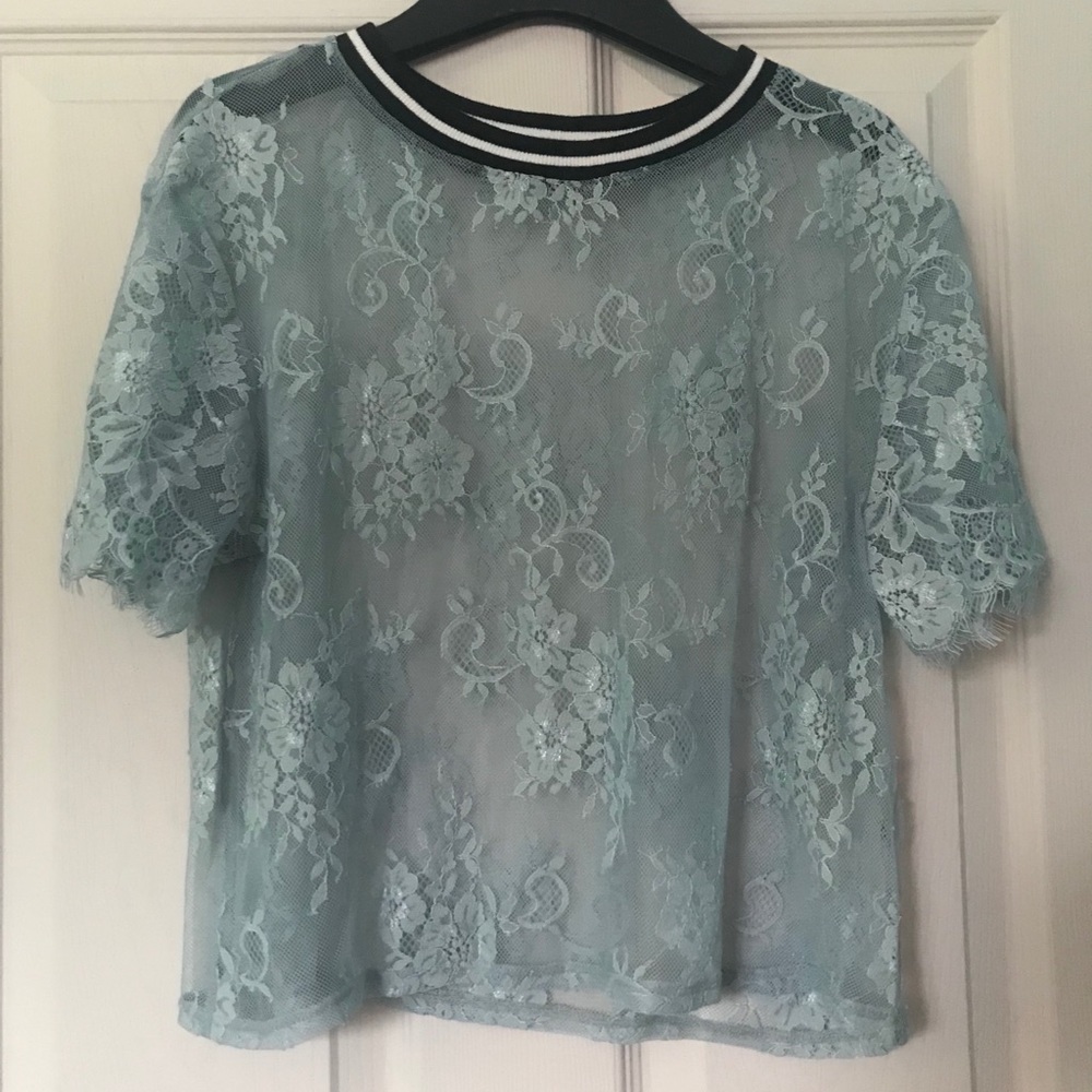Large women's see through lace crop top.
